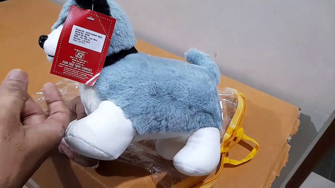 Unboxing and Review of cute little husky 30cm soft toy by FunZoo toys for kids gift