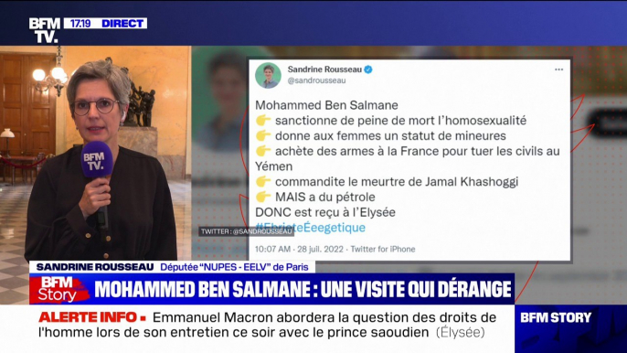 Sandrine Rousseau, à propos de la rencontre entre Mohammed Ben Salmane et Emmanuel Macron: "on donne les honneurs de la République française à quelqu'un qui ne les mérite pas"