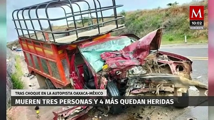 Mueren 3 personas y quedan 4 heridos en choque frontal en Oaxaca