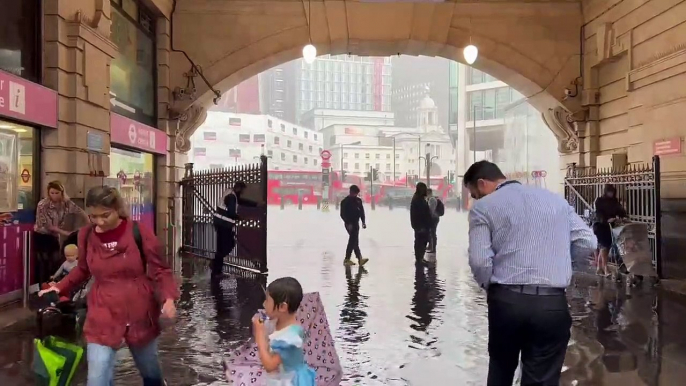 London weather: Victoria Station floods amid heavy rain and amber storm warning