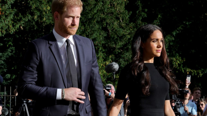 Duke and Duchess of Sussex ‘joined senior royals as they united in grief around Queen Elizabeth’s coffin’
