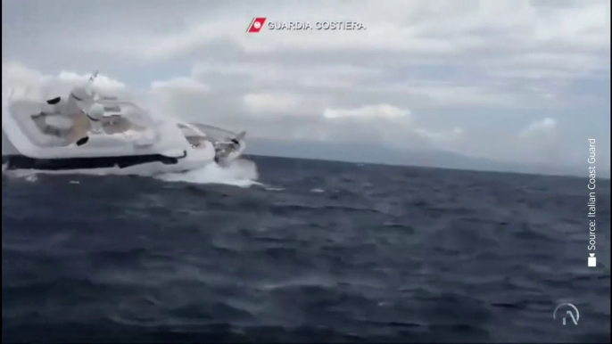 The dramatic moment a 40-Metre superyacht sinks off the coast of Italy