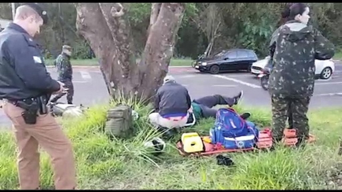 Motociclista fica ferido após sofrer acidente na Área Militar de Cascavel