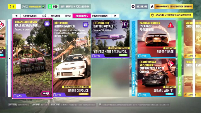 Forza Horizon 5 chasse au trésor rally sauvage