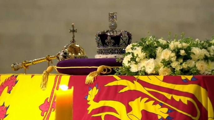 King Charles III, Princess Anne, Prince Edward and Prince Andrew stand vigil around the late Queen's coffin in Westminster Hall