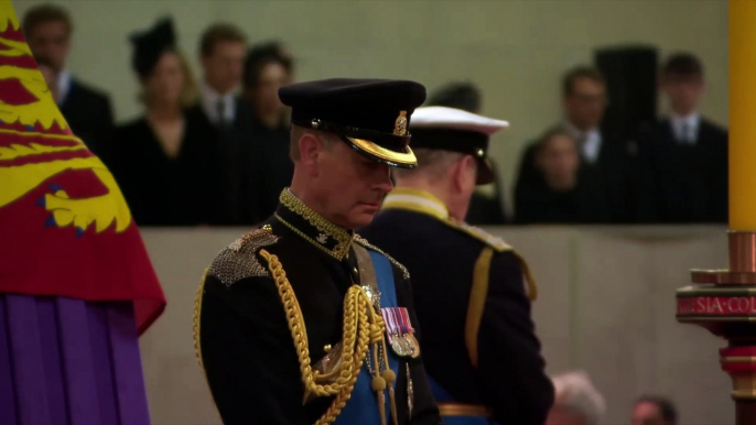 Queen Elizabeth II's children stand vigil at her coffin - Queen Elizabeth II Funeral - Great-Grandchildren Attend Lying in State