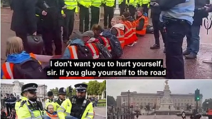 Moment young police officer politely asks eco-mob causing rush hour chaos, 'what their plans are' and if they 'have any questions' as they sit glued to the road - before police FINALLY move in to arrest 25