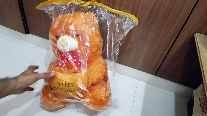 Unboxing and Review of cute brown teddy bear for birthday gift