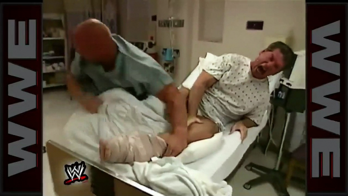 WWF "Stone Cold" Steve Austin attacks Mr. McMahon in a hospital