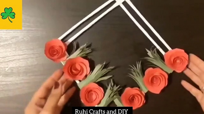 4 Beautiful paper flower wall hanging decoration ideas/diy wall hanging/papercrafts/wall mate/home decors/ruhi crafts and diy #wallhanging #wallmate #ruhicraftsanddiy #diywallhanging #papercrafts #paperflower #homedecor