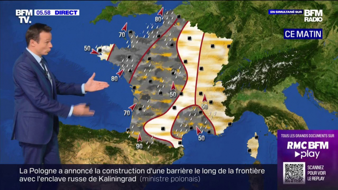 Un jeudi pluvieux et agité sur tout le pays et des orages sur le sud-est