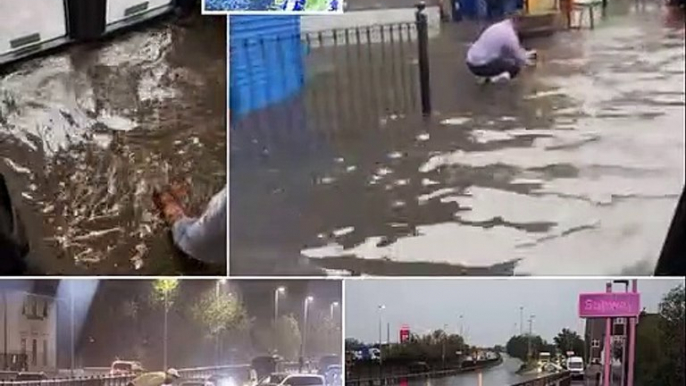 Britons are warned to brace for thunderstorms, hail and lightning after flooding wreaks havoc across the country with up to 64mm of rain - before temperatures plunge to -2C