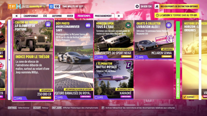 Forza Horizon 5 Chasse au trésor la gloire et la fortune