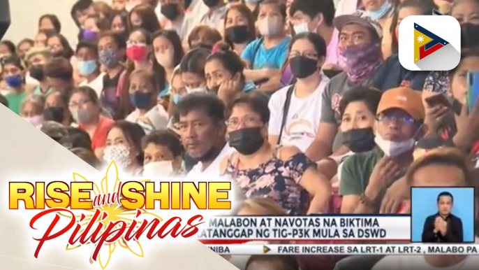 Ilang residente ng Malabon at Navotas na biktima ng kalamidad, nakatanggap ng tig-P3,000 mula sa DSWD; Daan-daang bata sa dalawang lungsod, binigyan ng nutribun