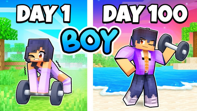 100 DAYS as a SECRET BOY in Minecraft !  Aphmau