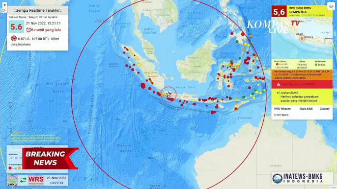 Gempa dengan Kekuatan 5,6 M Guncang Jabodetabek, Pusat Gempa di Kabupaten Cianjur!