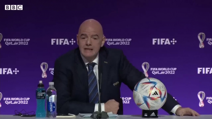 Fifa boss accuses West of _hypocrisy_ in World Cup speech - BBC News (720p60)