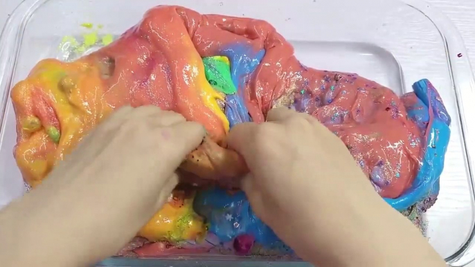 Mixing slime - piping bags, Makeup, Eyeshadow, glitter and Random into slime #ASMR ❤️