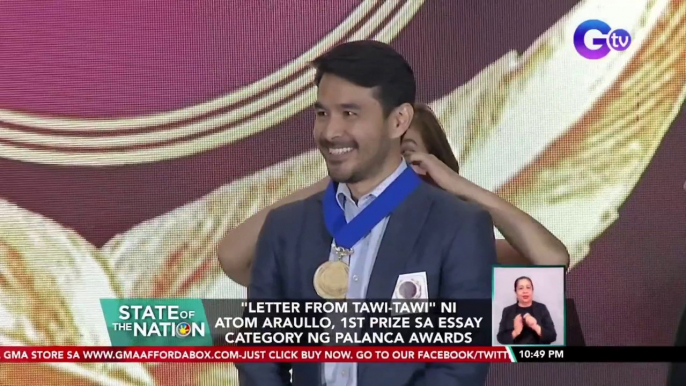 "Letter From Tawi-Tawi" ni Atom Araullo, 1st prize sa Essay Category ng Palanca Awards | SONA