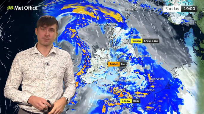 Met Office Afternoon Weather Forecast 18/12/22 - Milder, amber warning for ice