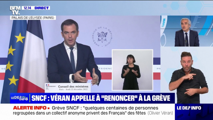 Grève SNCF: "Ce n'est pas le gouvernement qui négocie avec des grévistes", souligne Olivier Véran