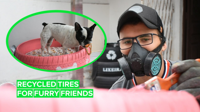 The 23-year-old turning old tires into pup-tastic pet beds