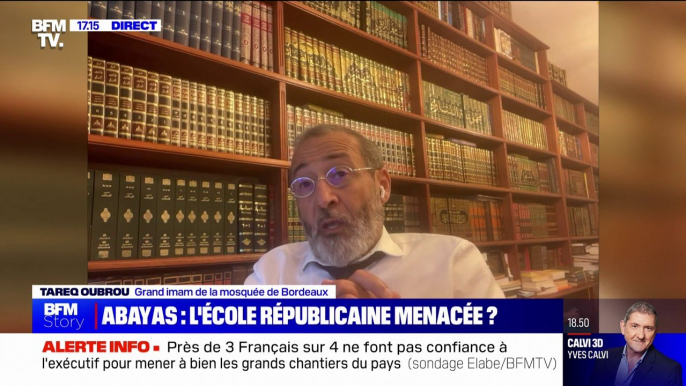 Abayas à l'école: "L'abaya est une importation du Golfe (...) c'est une forme de tendance aujourd'hui", estime Tareq Oubrou, grand imam de la mosquée de Bordeaux