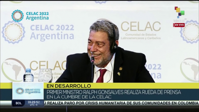 Ralph Gonsalves comparece ante la prensa como nuevo presidente pro tempore de la CELAC