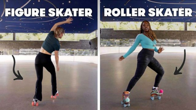 Figure Skaters Try To Keep Up With Roller Skaters