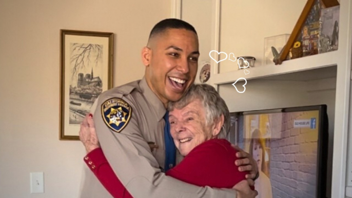 Grandma Surprised By Police Officer She Has Crush On For 95th Birthday | Happily TV