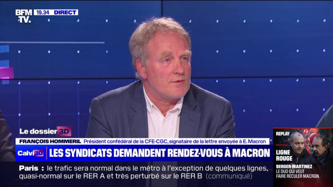 Retraites: François Hommeril (CFE-CGC) pense que la lettre de l'intersyndicale est "arrivée à l'Élysée"