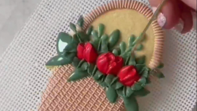 Cookie artist flexes her superfine piping game while decorating an uber-detailed 'flower basket' cookie