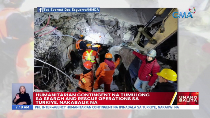 Humanitarian Contingent na tumulong sa search and rescue operations sa Turkiye, nakabalik na | UB