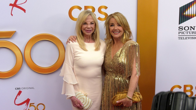 Roberta Leighton & Melody Thomas Scott "The Young and the Restless" 50th Anniversary Celebration Red Carpet