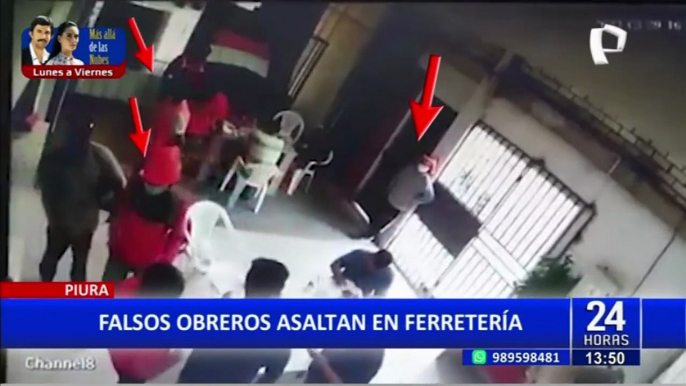 Piura: delincuentes vestidos de obreros asaltan una ferretería