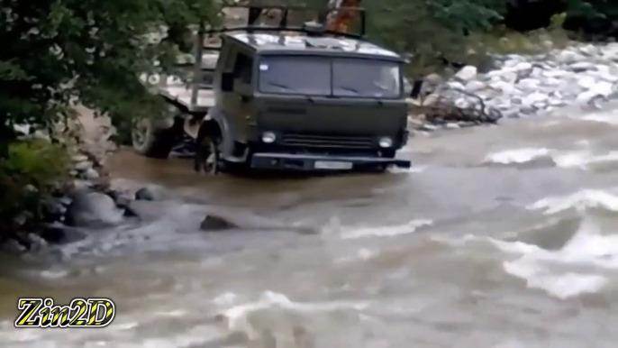 Dangerous Fails Trucks Driving Skills Crossing River , Fastest Heavy Equipment Machines Driving