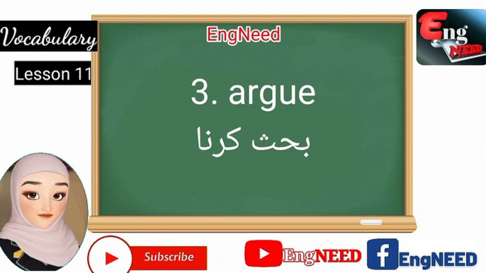 Lesson 11 | Vocabulary | Used in Daily life | Easy to learn | @EngNEED #speakenglish #vocabulary Vocabulary, build your language. Easy to learn with Urdu translation. 1 minute = 10 words Easy to learn. Speak English like a native speaker. Keep watching