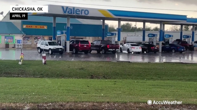 Baseball-sized hail falls as severe storms strike the Plains