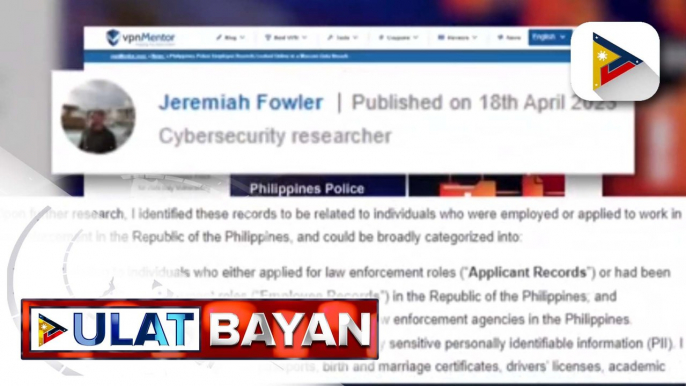 Tinatayang 1.2-M records na may mga sensitibong impormasyon sa law enforcement agencies, nag-leak umano online