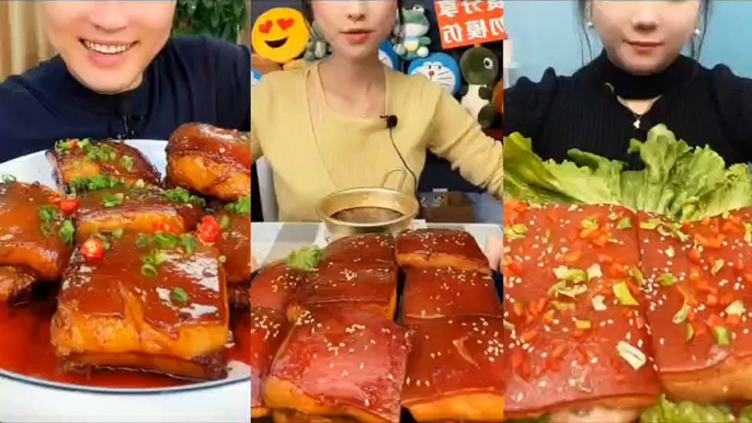 ASMR Chinese YUMMY FOOD——Red-braised Pork Belly,  Mukbang, ASMR Eating, Eating Show, Chinese Food Eating, Yummy Food, Sweet Food.