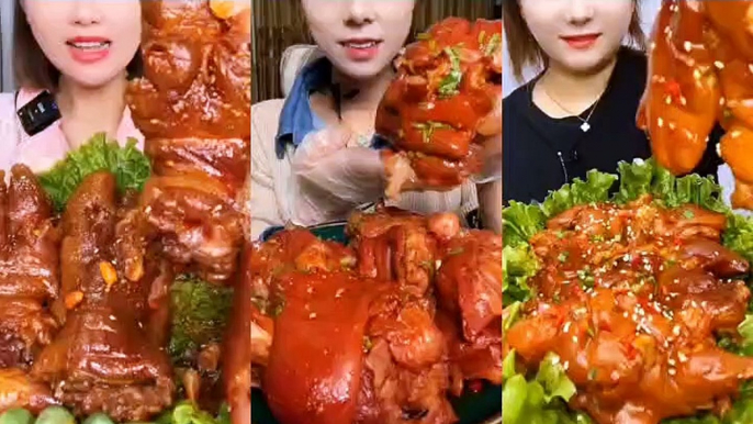 ASMR Chinese YUMMY FOOD——Spicy Pork Knuckle,  Mukbang, ASMR Eating, Eating Show, Chinese Food Eating, Yummy Food, Spicy Food.