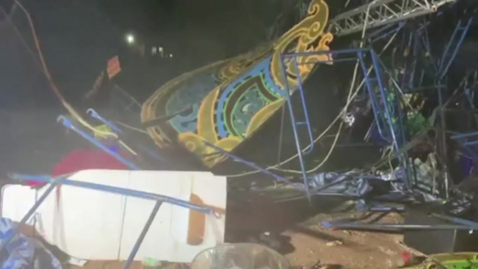 Moment concert stage collapses during powerful storm in Thailand