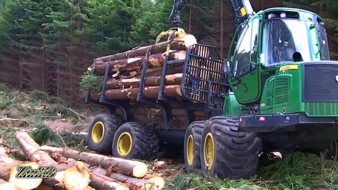 Dangerous Fastest Chainsaw Cutting Tree Machines, Big Felling Tree Heavy Equipment Machine