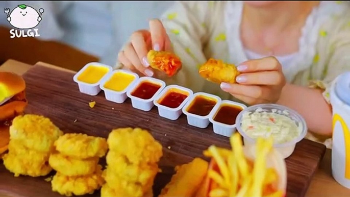 ASMR MUKBANG Mac Crispy Burger, Quarter pound Cheese burger, Chicken Nugget, Cheese stick.