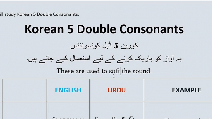 Korean language class-53 | Korean language Double consonants | Korean double consonants words