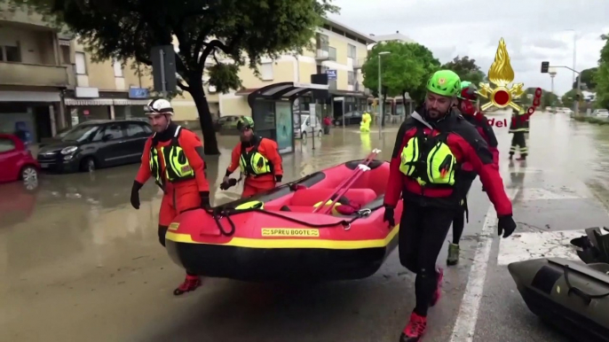 Italian rescue forces reach stranded citizens in Emilia-Romagna as thousands made homeless by devastating floods