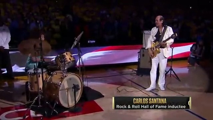 Carlos Santana Performs The National Anthem For Game 2 Of The NBA