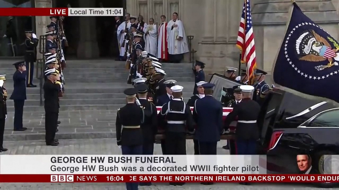 George WH Bush Funeral: Hearse arrives at National Cathedral