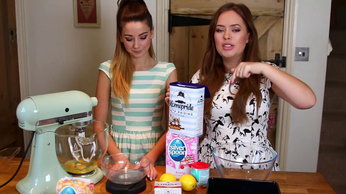 Baking Lemon Drizzle Cake With Zoella!   Tanya Burr