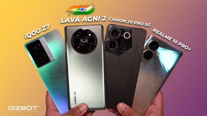 Lava Agni 2 vs iQOO Z7 vs Realme 10 Pro Plus vs Tecno Camon 20 Pro 5Battery Test